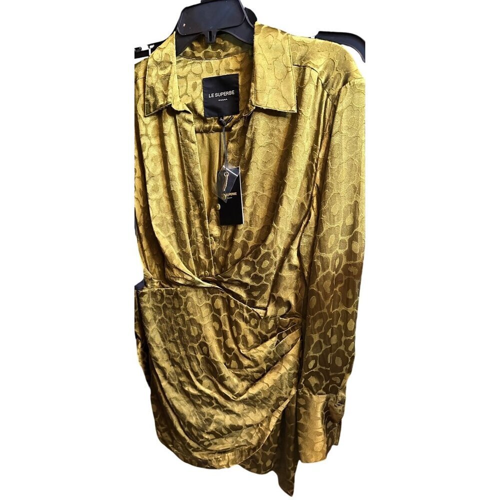 Le Superbe Montmartre Wrap Dress French Girl Leopard Green Long Sleeve S $585 - Picture 12 of 16